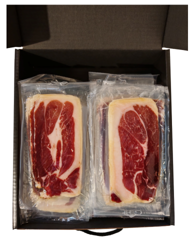 LOTE 13. JAMÓN de CEBO IBÉRICO 50% RAZA IBÉRICA LONCHEADO