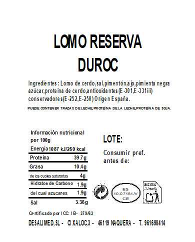 LOTE 05. LOTE JAMÓN GRAN RESERVA DUROC
