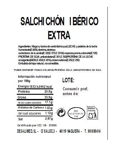 LOTE 07. LOTE JAMÓN de CEBO IBÉRICO 50% Raza Ibérica