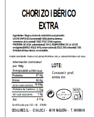 LOTE 14. LOTE JAMÓN de CEBO IBÉRICO 50% Raza Ibérica LONCHEADO