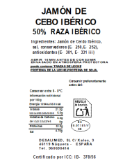LOTE 06. JAMÓN de CEBO IBÉRICO 50% Raza Ibérica