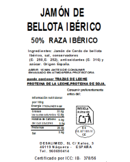 LOTE 09. JAMÓN de BELLOTA IBÉRICO 50% RAZA IBÉRICA