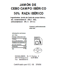 LOTE 08. JAMÓN de CEBO de CAMPO IBÉRICO 50% Raza Ibérica