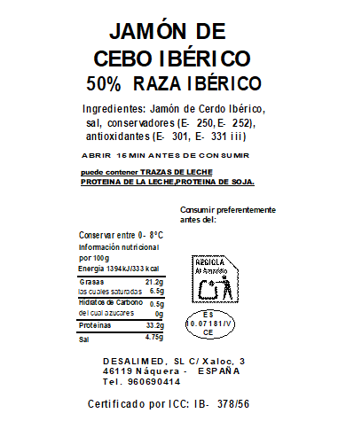 LOTE 16. 5 PLATOS JAMÓN DE CEBO