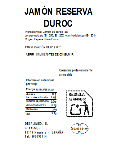 LOTE 03. LOTE JAMÓN RESERVA DUROC