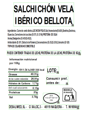 LOTE 14. LOTE JAMÓN de CEBO IBÉRICO 50% Raza Ibérica LONCHEADO