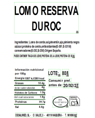 LOTE 14. LOTE JAMÓN de CEBO IBÉRICO 50% Raza Ibérica LONCHEADO